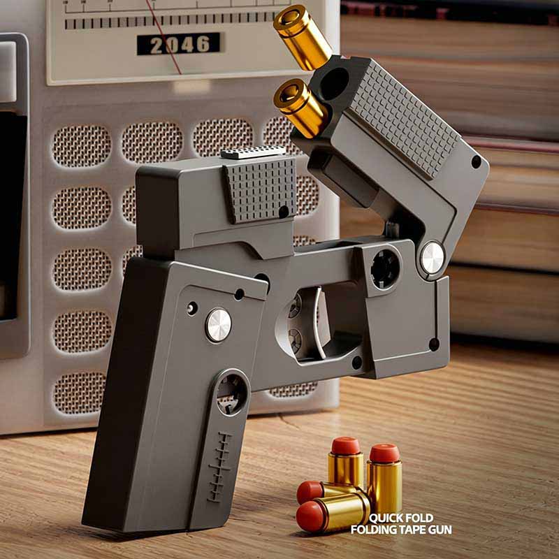 Recorded tape folding triggerless soft-bullet toy pistol | Model 028